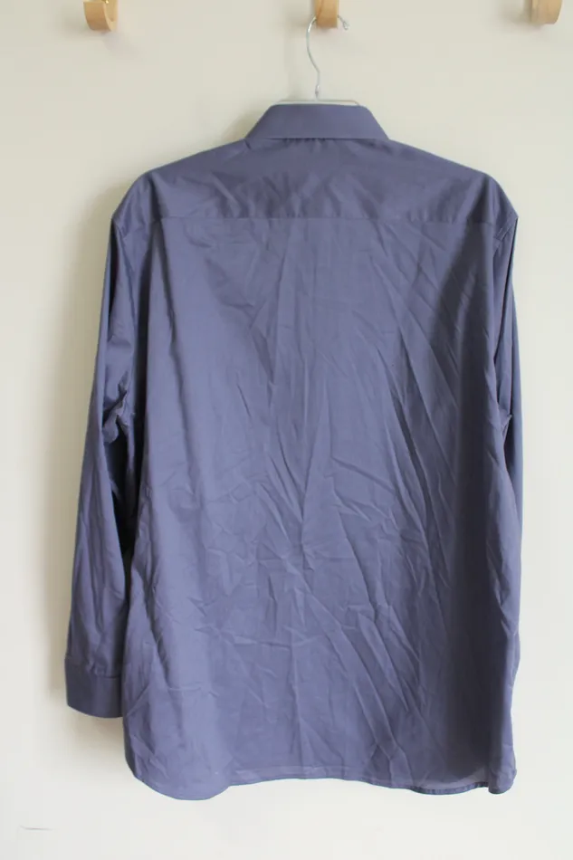 Perry Ellis Perry Ellis Portfolio Slim Fit Blue Button Down Shirt 17 12 3435 Rings