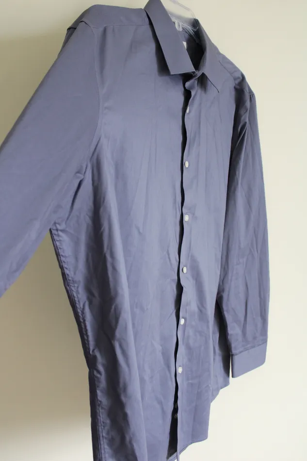 Perry Ellis Perry Ellis Portfolio Slim Fit Blue Button Down Shirt 17 12 3435 Rings