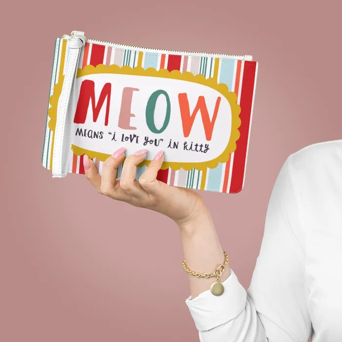 PortraitbyNC Necklaces Clutch Bag Meow Design for Cat Lovers