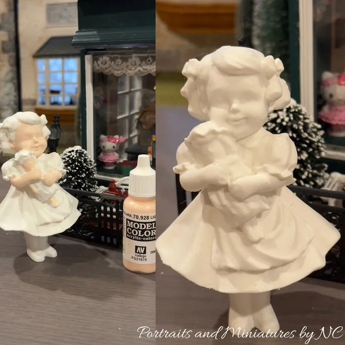 Portraits and Miniatures by NC Necklaces Miniature DollhouseDiorama Figurines Girl and Boy with Dog