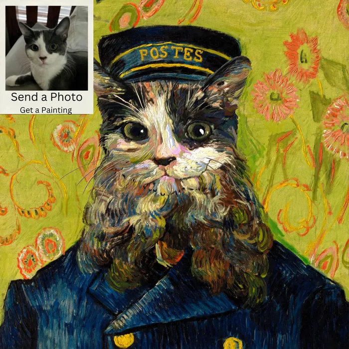 Portraits by NC Earrings PETS IN COSTUME Van Gogh Postmaster Costume Cat Portrait