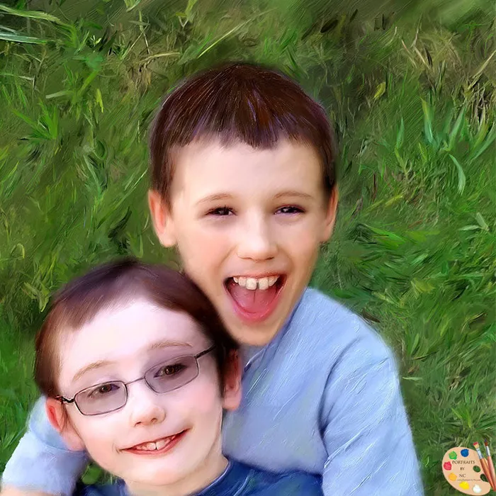 Portraits by NC Necklaces Siblings Portrait Portrait of Brothers