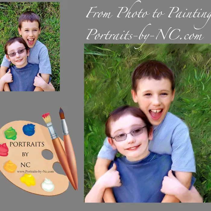Portraits by NC Necklaces Siblings Portrait Portrait of Brothers
