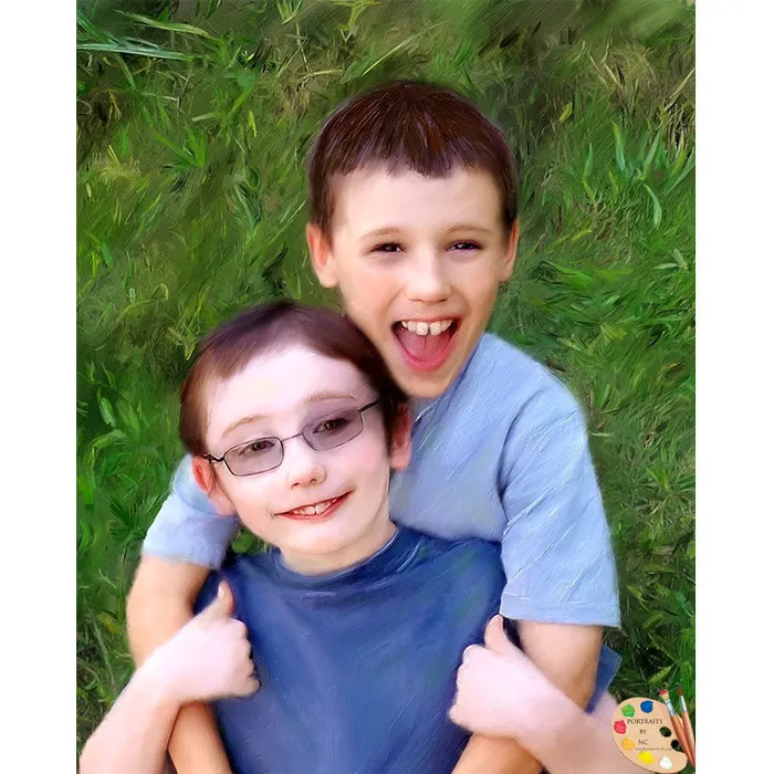 Portraits by NC Necklaces Siblings Portrait Portrait of Brothers