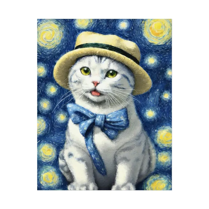 Portraits by NC Necklaces Starry Eyed Cat Rolled Posters