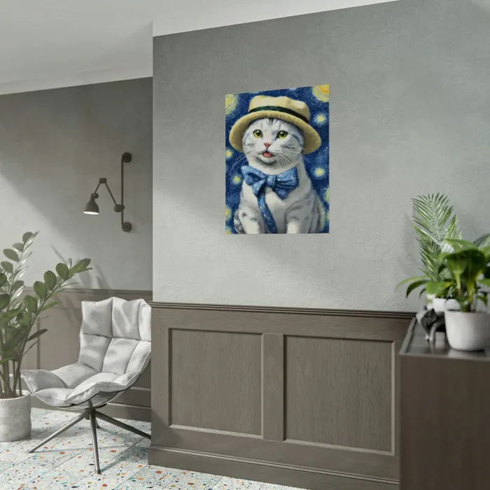 Portraits by NC Necklaces Starry Eyed Cat Rolled Posters