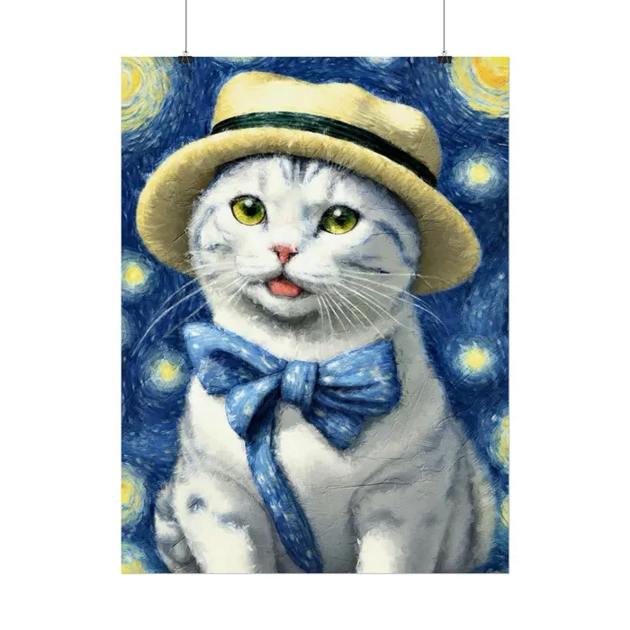 Portraits by NC Necklaces Starry Eyed Cat Rolled Posters