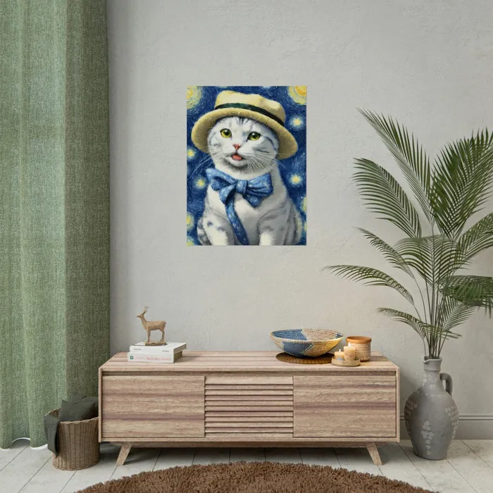 Portraits by NC Necklaces Starry Eyed Cat Rolled Posters