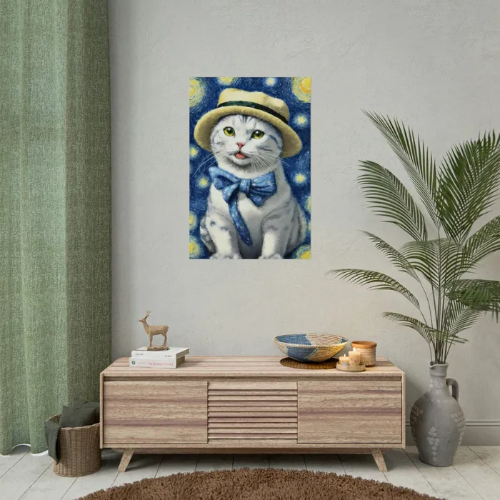 Portraits by NC Necklaces Starry Eyed Cat Rolled Posters