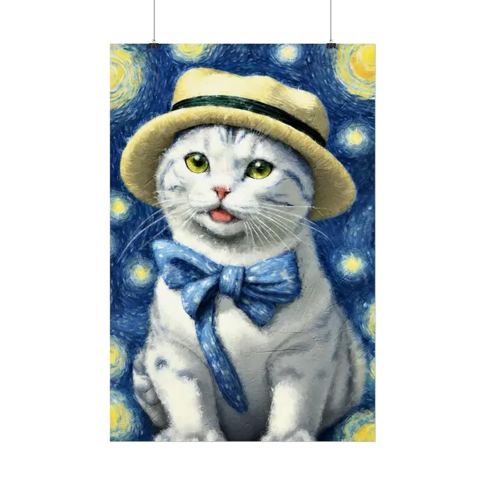 Portraits by NC Necklaces Starry Eyed Cat Rolled Posters