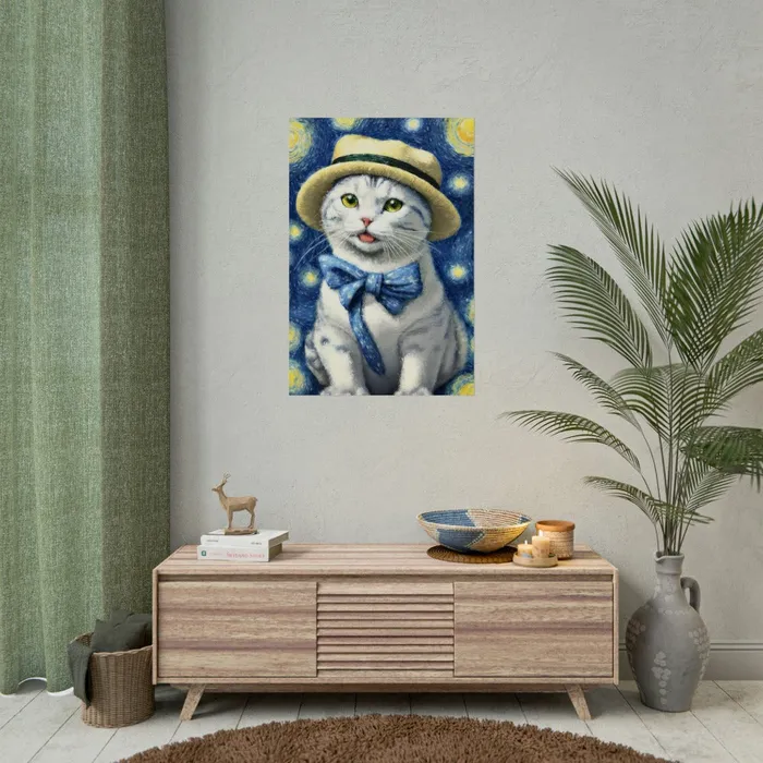 Portraits by NC Necklaces Starry Eyed Cat Rolled Posters