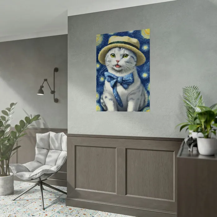 Portraits by NC Necklaces Starry Eyed Cat Rolled Posters