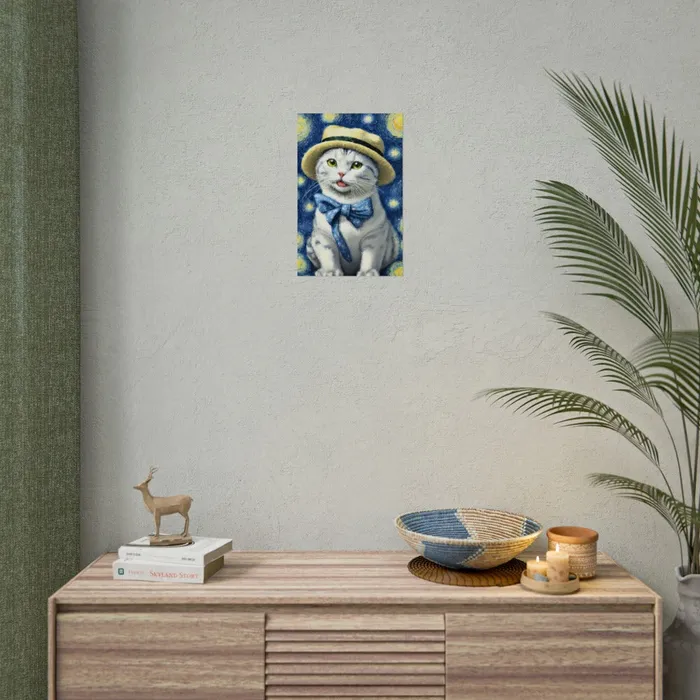 Portraits by NC Necklaces Starry Eyed Cat Rolled Posters