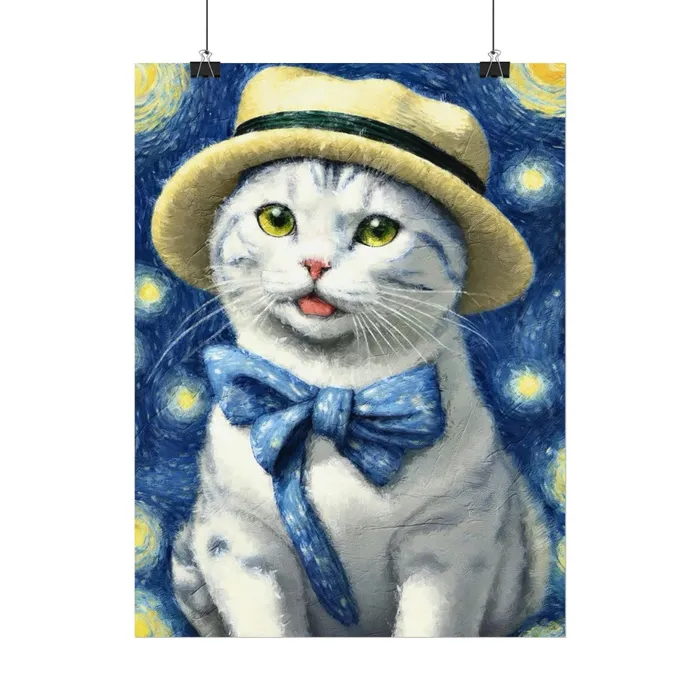 Portraits by NC Necklaces Starry Eyed Cat Rolled Posters