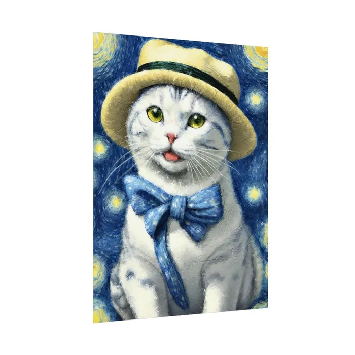 Portraits by NC Necklaces Starry Eyed Cat Rolled Posters