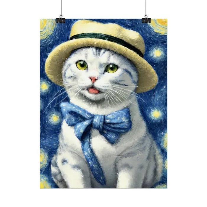 Portraits by NC Necklaces Starry Eyed Cat Rolled Posters
