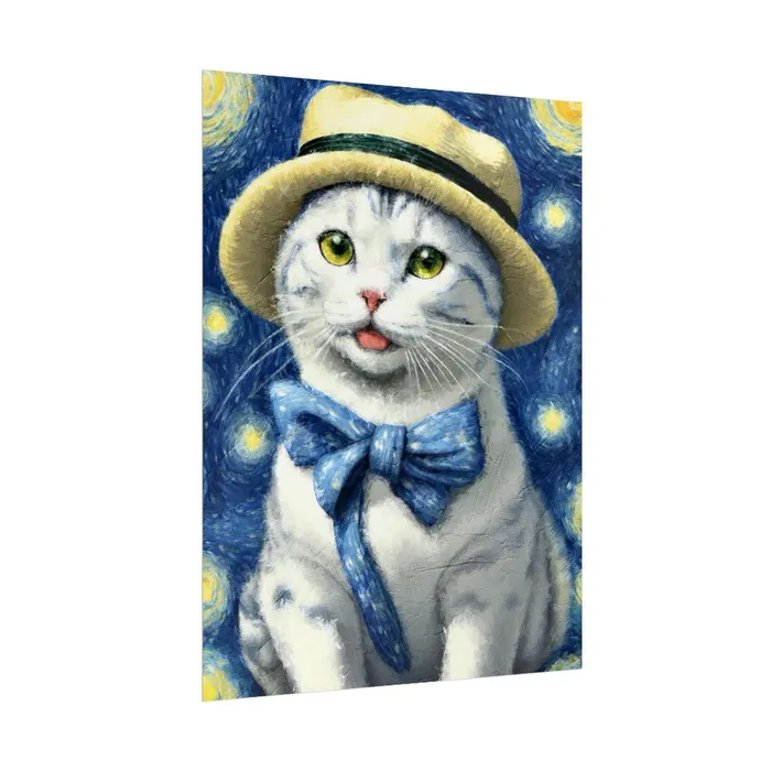 Portraits by NC Necklaces Starry Eyed Cat Rolled Posters