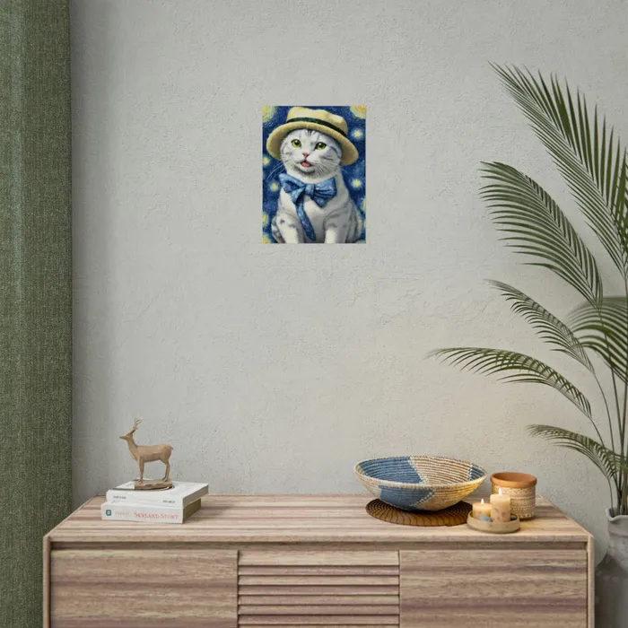 Portraits by NC Necklaces Starry Eyed Cat Rolled Posters