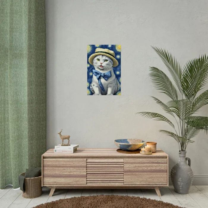 Portraits by NC Necklaces Starry Eyed Cat Rolled Posters