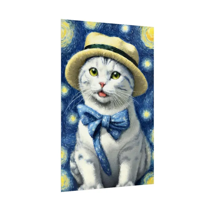 Portraits by NC Necklaces Starry Eyed Cat Rolled Posters