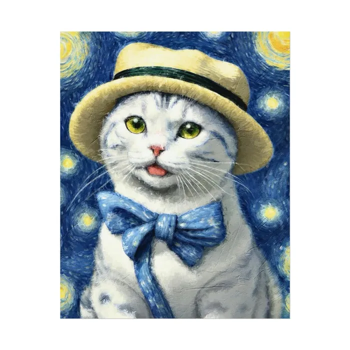 Portraits by NC Necklaces Starry Eyed Cat Rolled Posters