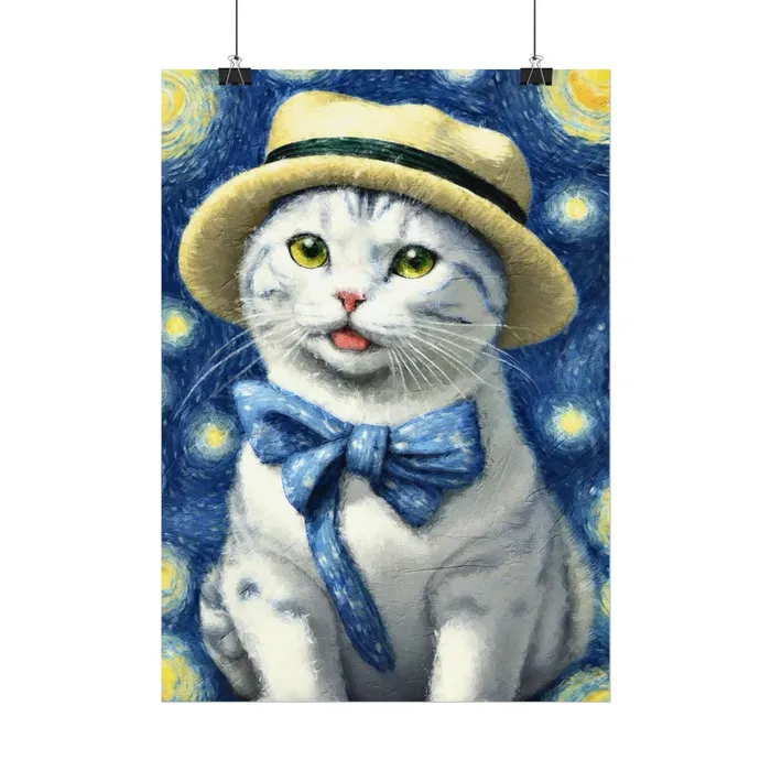 Portraits by NC Necklaces Starry Eyed Cat Rolled Posters
