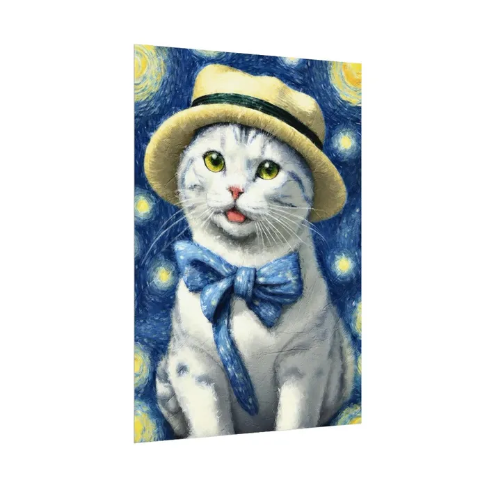 Portraits by NC Necklaces Starry Eyed Cat Rolled Posters