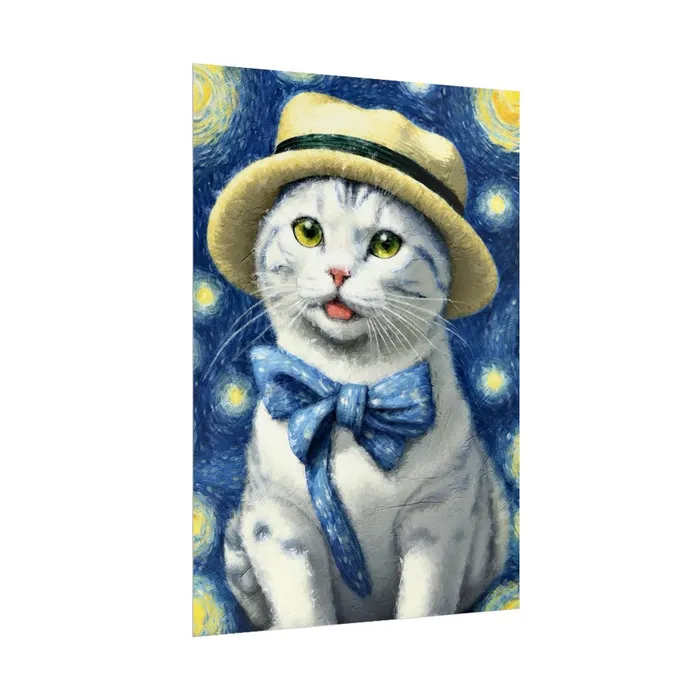 Portraits by NC Necklaces Starry Eyed Cat Rolled Posters