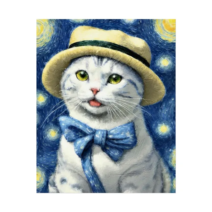 Portraits by NC Necklaces Starry Eyed Cat Rolled Posters