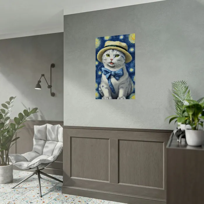 Portraits by NC Necklaces Starry Eyed Cat Rolled Posters