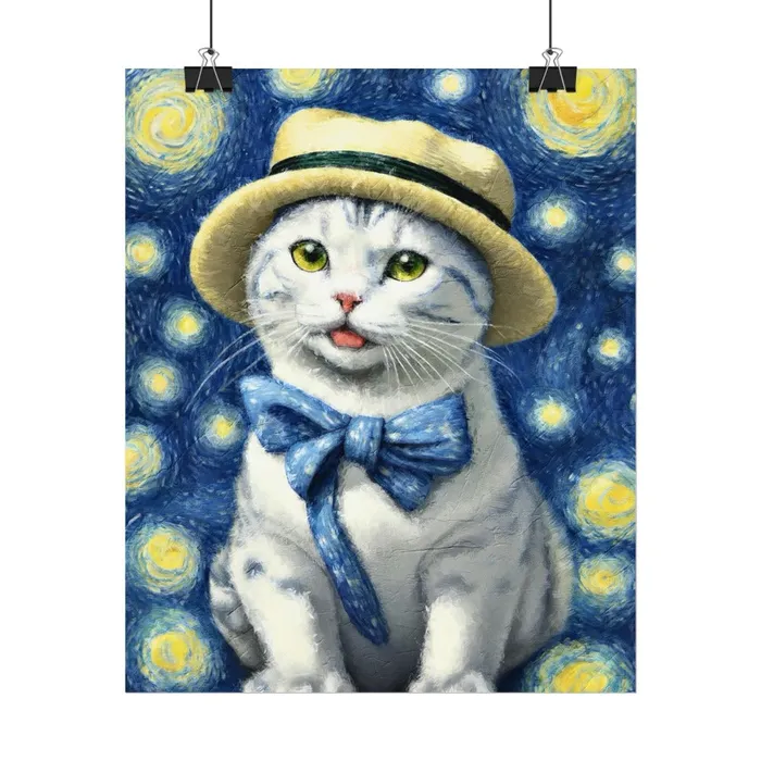 Portraits by NC Necklaces Starry Eyed Cat Rolled Posters