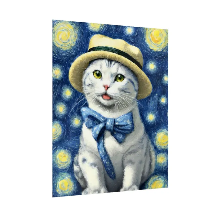 Portraits by NC Necklaces Starry Eyed Cat Rolled Posters
