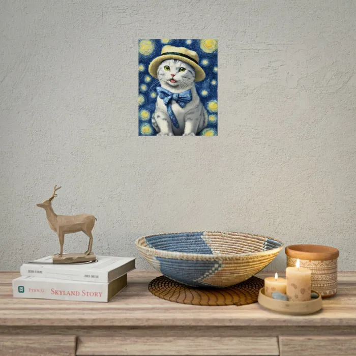 Portraits by NC Necklaces Starry Eyed Cat Rolled Posters