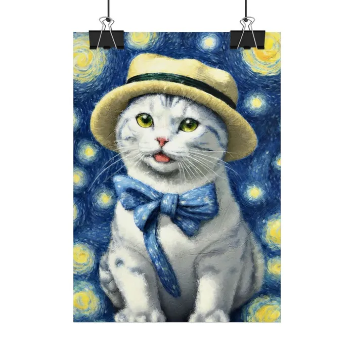 Portraits by NC Necklaces Starry Eyed Cat Rolled Posters