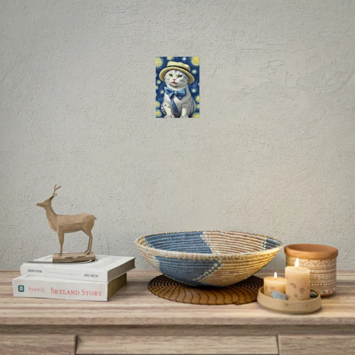 Portraits by NC Necklaces Starry Eyed Cat Rolled Posters