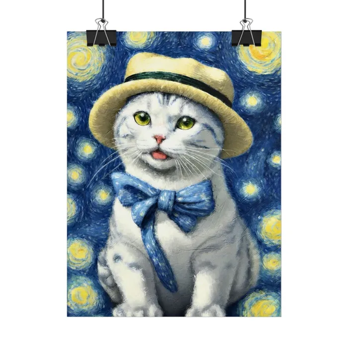 Portraits by NC Necklaces Starry Eyed Cat Rolled Posters