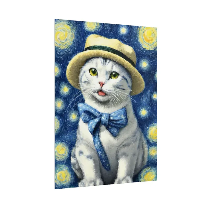 Portraits by NC Necklaces Starry Eyed Cat Rolled Posters