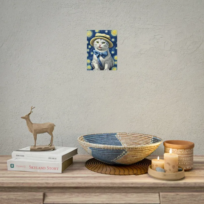 Portraits by NC Necklaces Starry Eyed Cat Rolled Posters