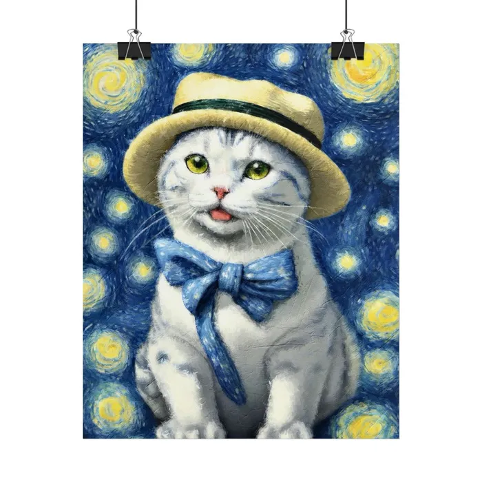 Portraits by NC Necklaces Starry Eyed Cat Rolled Posters
