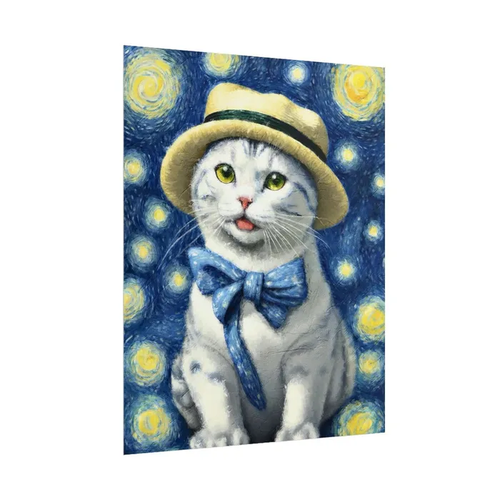 Portraits by NC Necklaces Starry Eyed Cat Rolled Posters