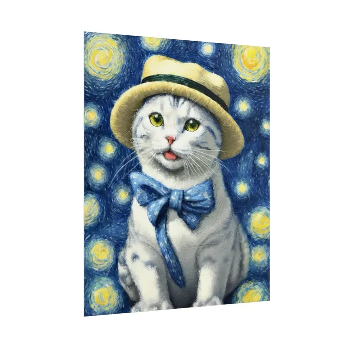 Portraits by NC Necklaces Starry Eyed Cat Rolled Posters