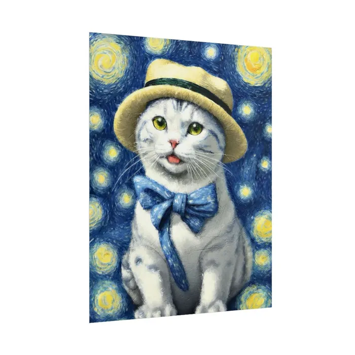 Portraits by NC Necklaces Starry Eyed Cat Rolled Posters