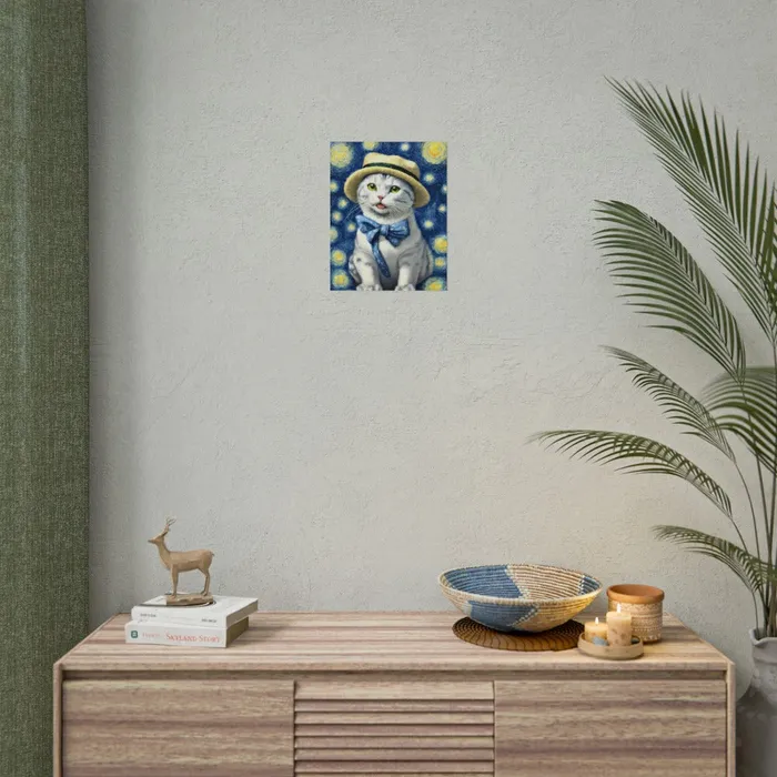 Portraits by NC Necklaces Starry Eyed Cat Rolled Posters