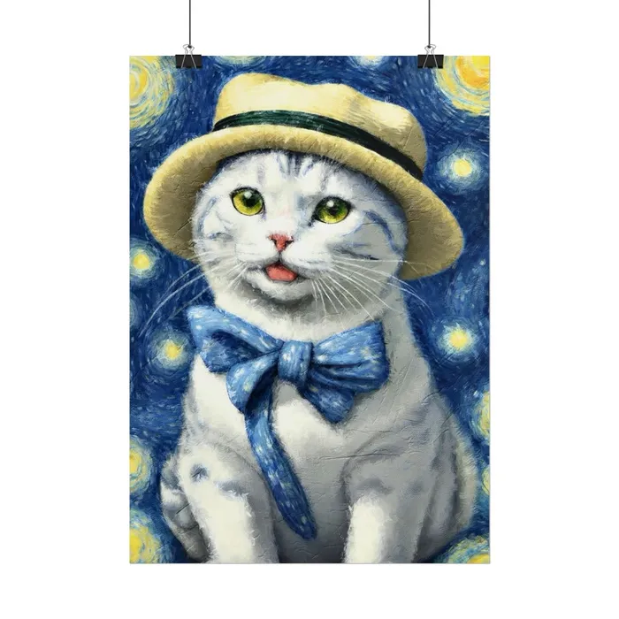 Portraits by NC Necklaces Starry Eyed Cat Rolled Posters