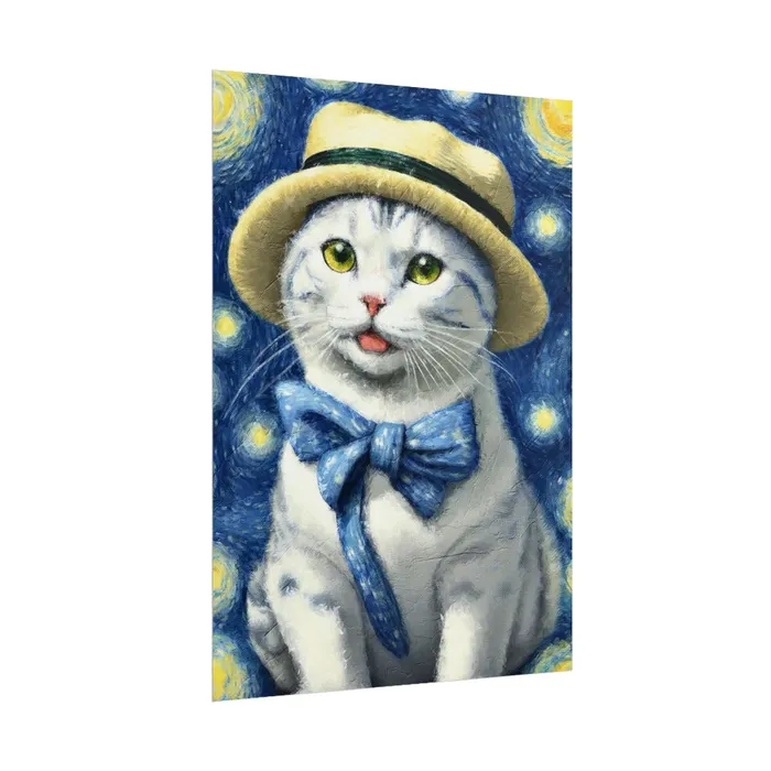 Portraits by NC Necklaces Starry Eyed Cat Rolled Posters