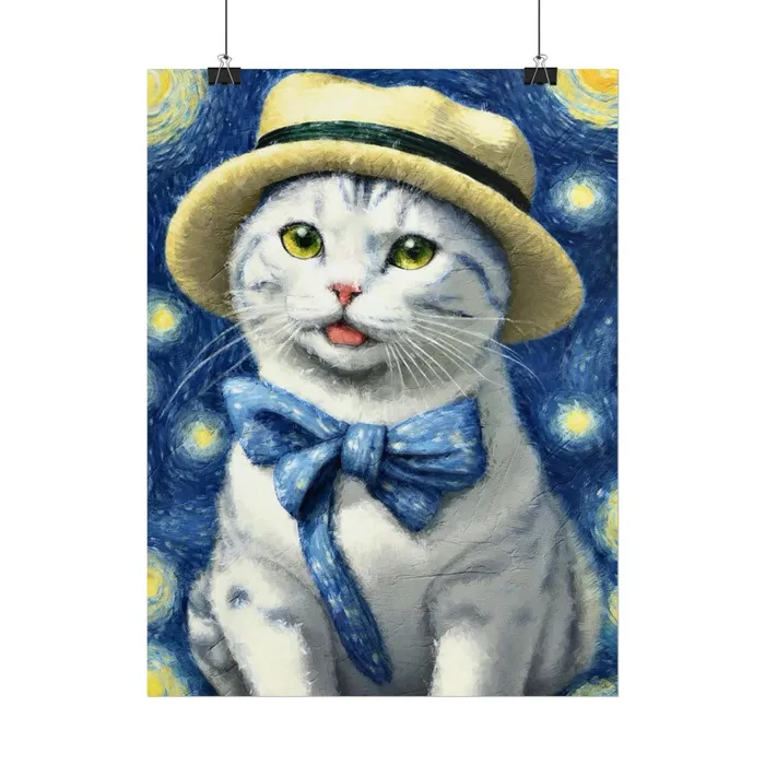 Portraits by NC Necklaces Starry Eyed Cat Rolled Posters