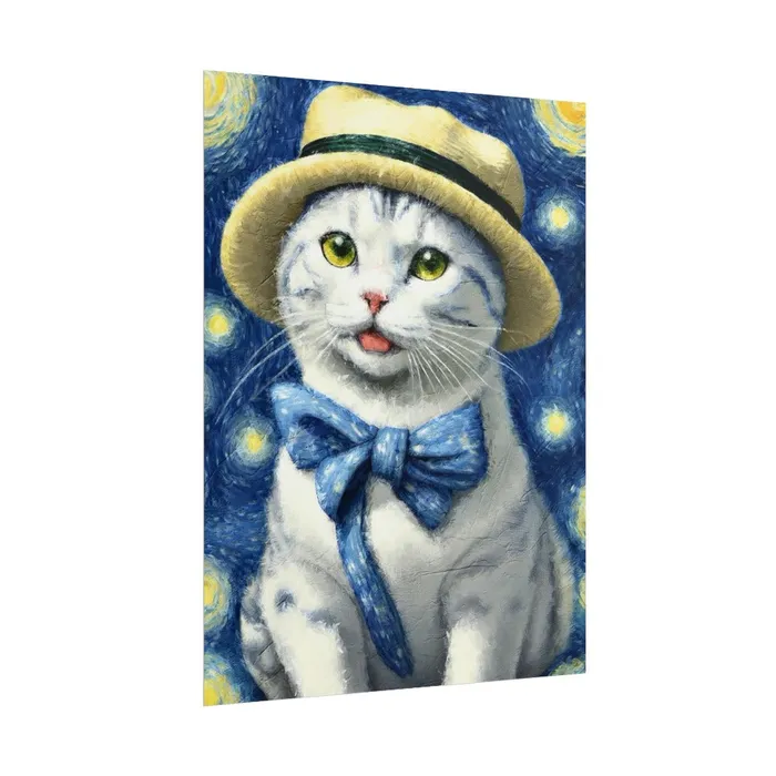 Portraits by NC Necklaces Starry Eyed Cat Rolled Posters