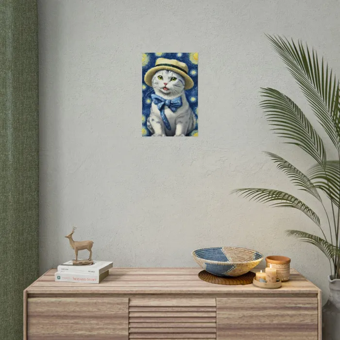Portraits by NC Necklaces Starry Eyed Cat Rolled Posters