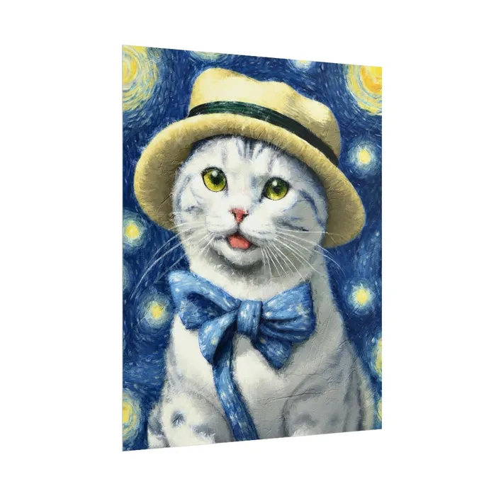 Portraits by NC Necklaces Starry Eyed Cat Rolled Posters