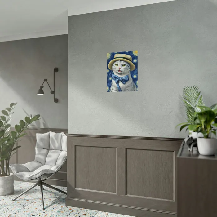 Portraits by NC Necklaces Starry Eyed Cat Rolled Posters